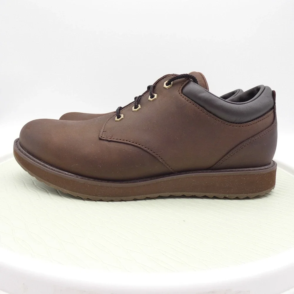 LL Bean Mens Stonington Shoes 12 Wide Dark Brown Leather Lace Up Oxford 507199